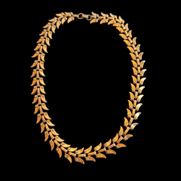 Vintage "Renoir" Copper Linked Collar Choker Bib 18 inches - Picture 9 of 10